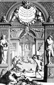Frontyspis do Thesaurus przedstawiający ryby testace autorstwa Georga Eberharda Rumphiusa, wydanie opublikowane w 1739 r. autorstwa German School