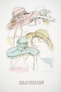 "Fur Schone Tage", reklama letnich kapeluszy od Reginy Friedlander, ze Stylu, wyd. 1922 (druk pochoir) autorstwa German School