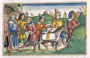 Rodzaju 41 14-24 Sen faraona, z „Biblii Norymberskiej (Biblia Sacra Germanaica)” (drzeworyt kolorowy) autorstwa German School