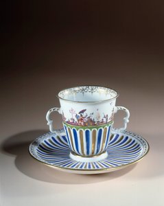 Sztuka niemiecka: Kubek z dekoracją trembleuse z porcelany z Miśni. 1730. Paryż, sztuka dekoracyjna autorstwa German School