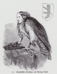 Niemiecka karykatura XIX-wiecznej francuskiej powieściopisarki George Sand (lito) autorstwa German School