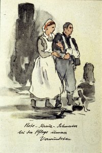 Niemiecka pielęgniarka podtrzymująca rannego mężczyznę. 1942. autorstwa German School