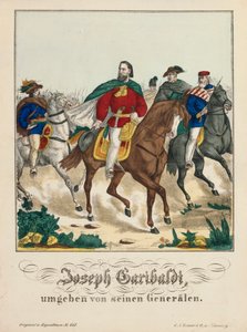 Giuseppe Garibaldi w otoczeniu swoich generałów, opublikowany przez G.N. Renner, Norymberga, 1866 autorstwa German School