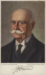 Graf Ferdinand von Zeppelin, niemiecki projektant i konstruktor sterowców (kolor lito) autorstwa German School