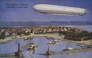 Sterowiec hrabiego Ferdynanda von Zeppelina w locie autorstwa German School