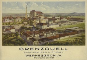 Browar Grenzquell, Wernesgrun, Saksonia, Niemcy (kolor lito) autorstwa German School