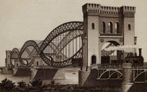 Hamburg: Eisenbahn-Elb-Brucke, most kolejowy na Łabie (lito) autorstwa German School