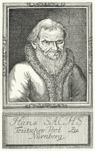 Hans Sachs, niemiecki dramaturg i pisarz (grafika) autorstwa German School