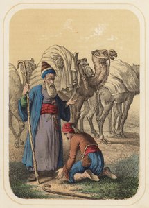 Harun al Rashid i Abdallah w scenie z Tysiąca i jednej nocy (kolor lito) autorstwa German School