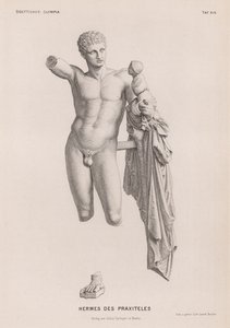 Hermes i Dzieciątko Dionizos, rzeźba przypisywana Praksytelesowi odkopana w Olimpii w Grecji (rycina) autorstwa German School