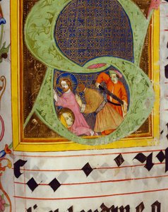Historyczny inicjał S z dekolacją św. Jana Chrzciciela, z Graduału Friedricha Zollnera z Langenzenn, 1439-42 autorstwa German School