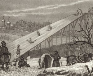 Zjeżdżalnia lodowa w Rosji. Ilustracja do Atlasu Bilder (grawerowanie) autorstwa German School