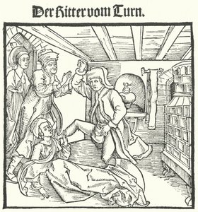 Ilustracja z Księgi Rycerza Wieży autorstwa Geoffroya IV de la Tour Landry (rycina) autorstwa German School