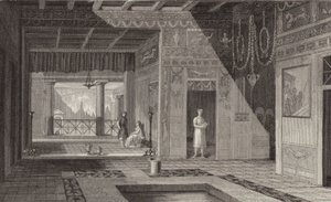 Wnętrze domu rzymskiego w Pompejach. Ilustracja do Atlasu Bilder (grawerowanie) autorstwa German School