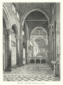 Wnętrze kościoła Santa Maria della Pieve, Arezzo, Włochy (grafika) autorstwa German School