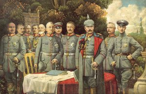 Kaiser Wilhelm II Niemiec i jego generałowie (kolor lito) autorstwa German School