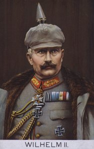 Cesarz Niemiec Wilhelm II w mundurze wojskowym (kolorowa litografia) autorstwa German School