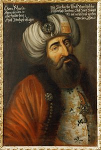 Kara Mustafa Pasza, turecki wielki wezyr, admirał floty tureckiej, członek rady sułtanów... (olej na płótnie) autorstwa German School
