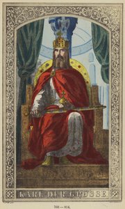 Karl Der Grosse, 768-814 (kolorowy grawerunek) autorstwa German School