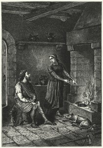 Król Alfred i spalone ciastka (grafika) autorstwa German School