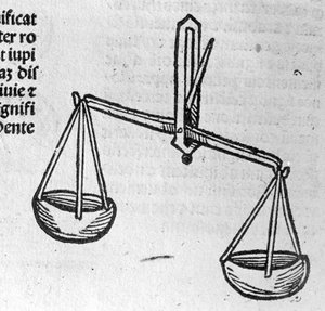 La Libra - w Traité de Johannes Angelo O wielkich związkach rewolucji lat i ich doskonałościach. Augsburg, Erhard Ratdolt autorstwa German School