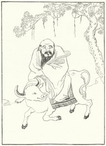 Laozi, starożytny chiński filozof, na bawole wodnym (rycina) autorstwa German School