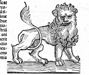 Le Lion - w Traktacie Johannesa Angelo O wielkich związkach lat i ich obrotach. Augsburg, Erhard Ratdolt autorstwa German School