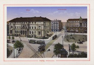 Lipsk, Blucherplatz (kolorowa litografia) autorstwa German School
