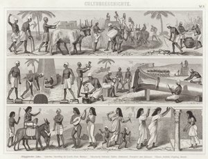 Życie w starożytnym Egipcie. Ilustracja do Atlasu Bilder (grawerowanie) autorstwa German School