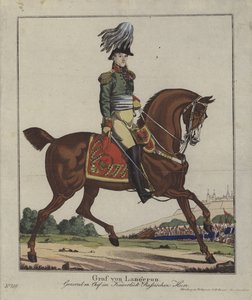 Louis Alexandre Andrault de Langeron, francuski generał w armii rosyjskiej (kolorowe grawerowanie) autorstwa German School