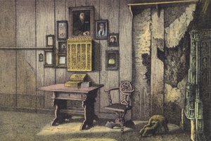 Pokój Lutra w Wartburgu (chromolitho) autorstwa German School