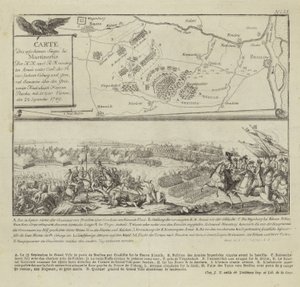 Mapa i ilustracja przedstawiająca bitwę pod Rymnikiem