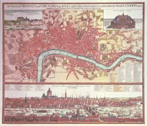 Mapa Londynu (kolorowe grawerowanie)