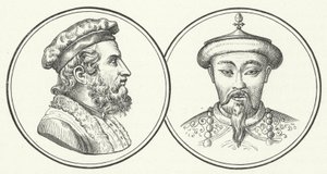 Marco Polo i Kubilaj Khan (grafika) autorstwa German School