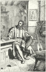 Marcin Luter tłumaczy Biblię na język niemiecki (grafika) autorstwa German School