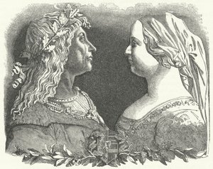 Maciej Korwin, król Węgier i jego królowa Beatrycze z Neapolu (rycina) autorstwa German School