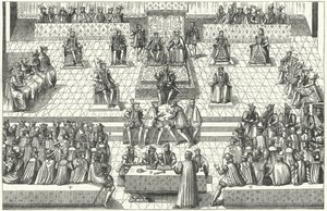 Spotkanie stanów francuskich generalnych w Orleanie, styczeń 1561 (rycina) autorstwa German School