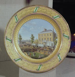 Talerz miśnieński, ozdobiony sceną domu Apsley, ok.1818 (porcelana)