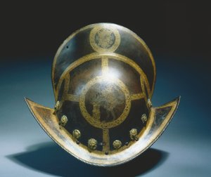 Morion Gwardii Państwowej elektora saskiego Chrystiana I, Norymberga, ok. 1580-91 (trawiona i złocona rdzawa stal) autorstwa German School