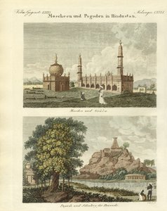Meczety i pagody w Hindustanie (kolorowy grawerunek) autorstwa German School