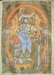 Ms Czart 1207 IV fol 76v Św. Marek Ewangelista, z Ewangeliarz katedry płockiej, ok.1075 autorstwa German School