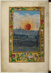 Ms Harley 3469, f.33v Sun z unoszącą się ludzką twarzą, piąty traktat, z „Splendor Solis” Salomona Trismosina autorstwa German School