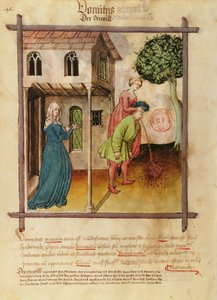 Pani Lat 9333 fol.96v Wymiotujący mężczyzna, z Tacuinum Sanitatis autorstwa German School
