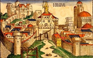 Niniwa, z Liber Chronicarum autorstwa Hartmanna Czaszka, 1493 autorstwa German School