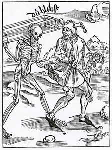 O głupstwach, które gardzą deth, nie czyniąc więc żadnej rezerwy, ilustracja z angielskiego przekładu „Statek głupców” Aleksandra Barclay