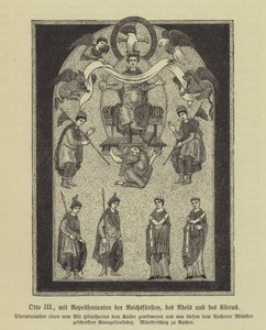 Otton III, cesarz rzymski z przedstawicielami książąt, szlachty i duchowieństwa (ryty) autorstwa German School