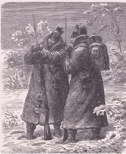 Placówka w śniegu, Cassells History of the War between France and Germany wydana przez Cassell and Company Limited, c.1890 (lito) autorstwa German School