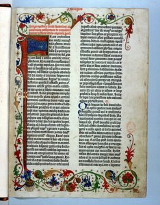Strona z Biblii Gutenberga, Moguncja, ok. 1455 autorstwa German School