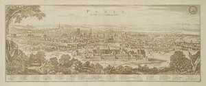 Panorama Paryża w 1620 roku z Topographia Galliae Martina Zeillera (1589-1661) opublikowana w 1655 autorstwa German School