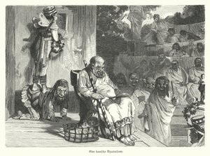Przedstawienie komedii w teatrze w starożytnej Grecji (grafika) autorstwa German School